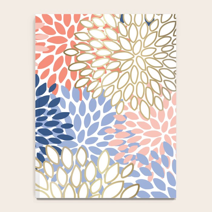 Festive, Modern, Floral Prints, Pink, Navy, Gold Notebook Gallery Image 4