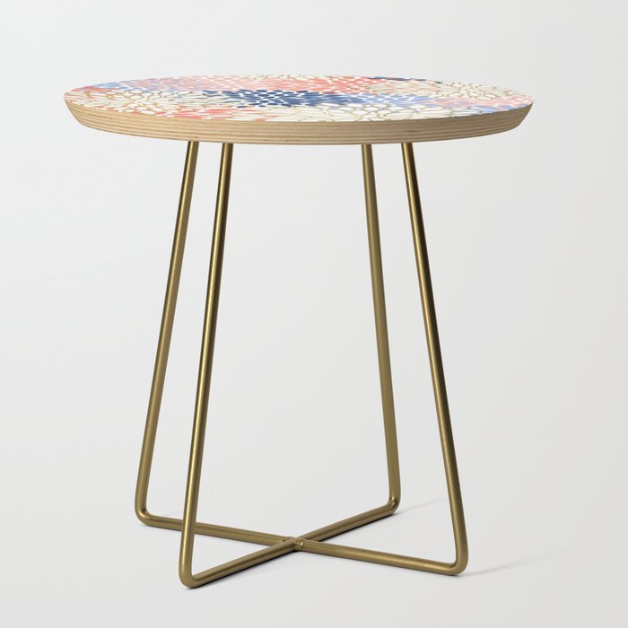 Festive, Modern, Floral Prints, Pink, Navy, Gold Side Table Gallery Image 1