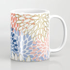 Festive, Modern, Floral Prints, Pink, Navy, Gold Coffee Mug Gallery Image 1