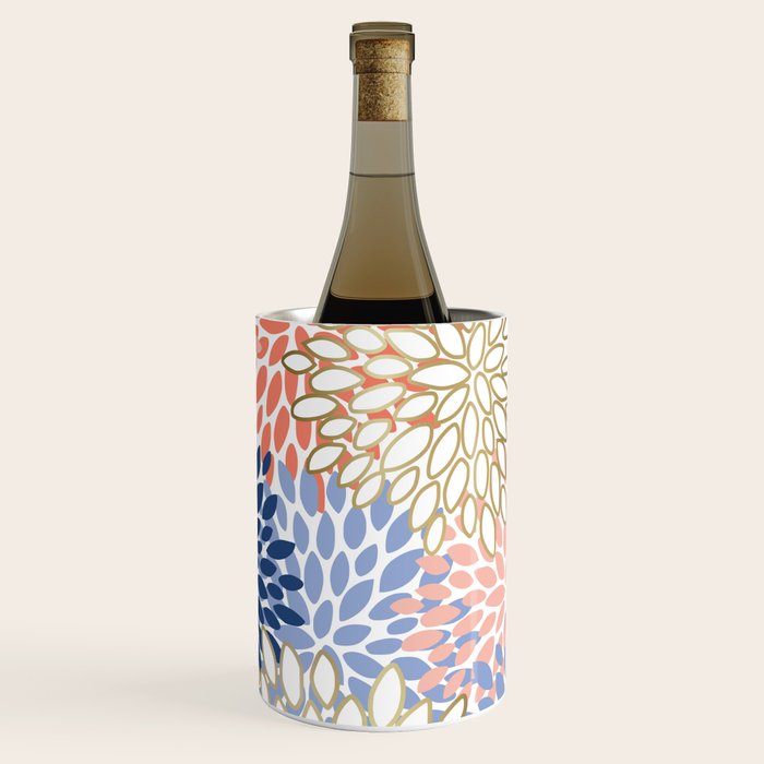 Festive, Modern, Floral Prints, Pink, Navy, Gold Wine Chiller Gallery Image 3