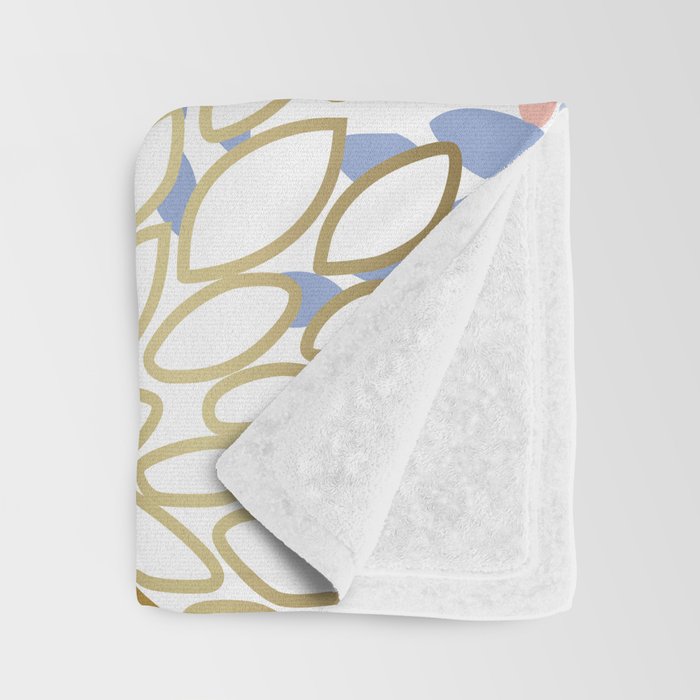 Festive, Modern, Floral Prints, Pink, Navy, Gold Throw Blanket Gallery Image 3