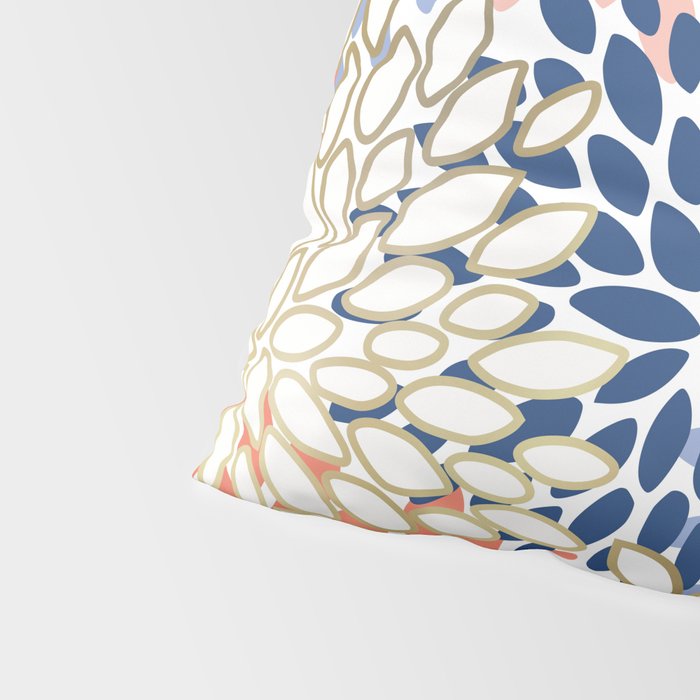 Festive, Modern, Floral Prints, Pink, Navy, Gold Pillow Sham Gallery Image 4