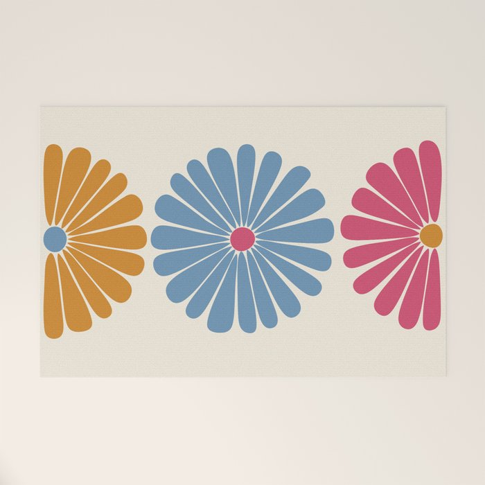 Retro Summer Daisies V Welcome Mat Gallery Image 1