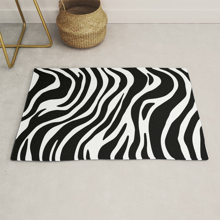 Black and white zebra stripe pattern Rug Gallery Image 1