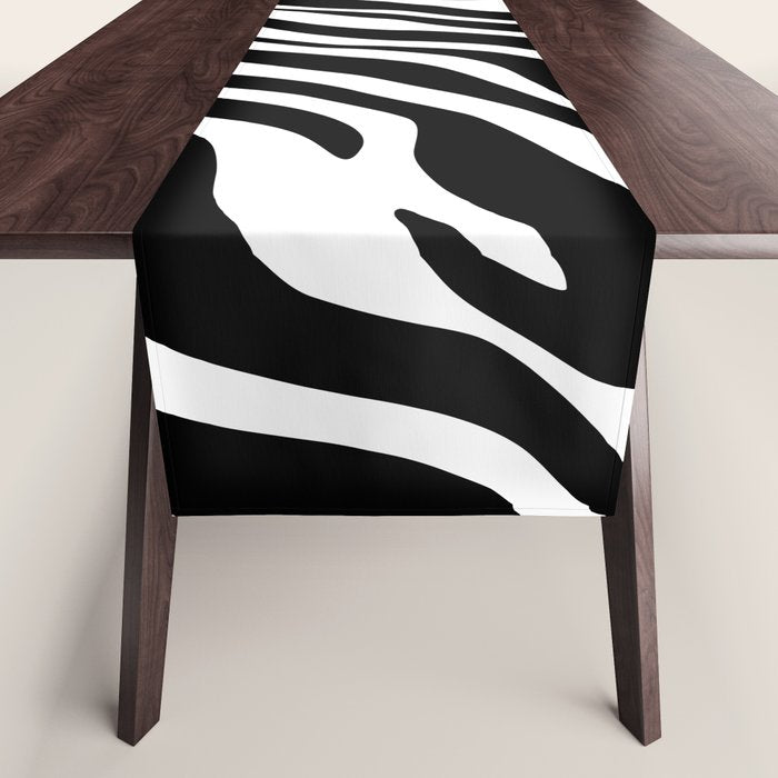 Black and white zebra stripe pattern Table Runner Gallery Image 1