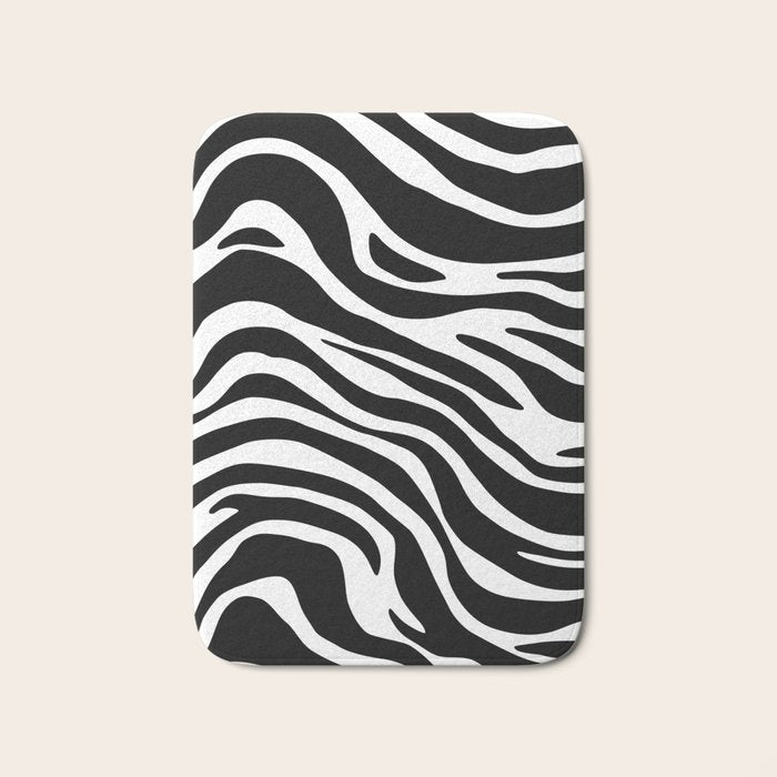 Black and white zebra stripe pattern Bath Mat Gallery Image 1