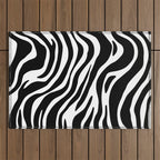 Black and white zebra stripe pattern Outdoor Rug Gallery Image 1