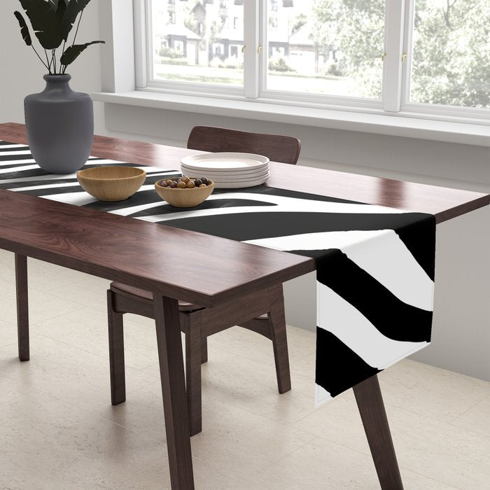 Black and white zebra stripe pattern Table Runner Gallery Image 2