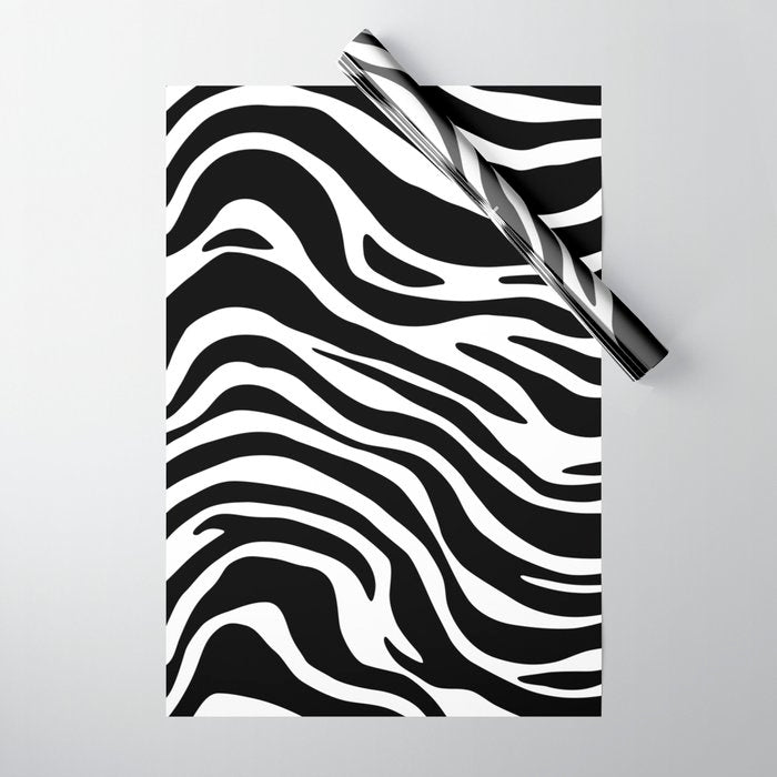 Black and white zebra stripe pattern Wrapping Paper Gallery Image 1