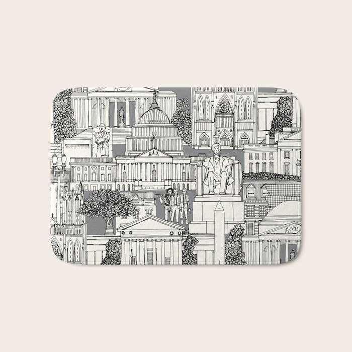 Washington DC toile gray Bath Mat Gallery Image 1