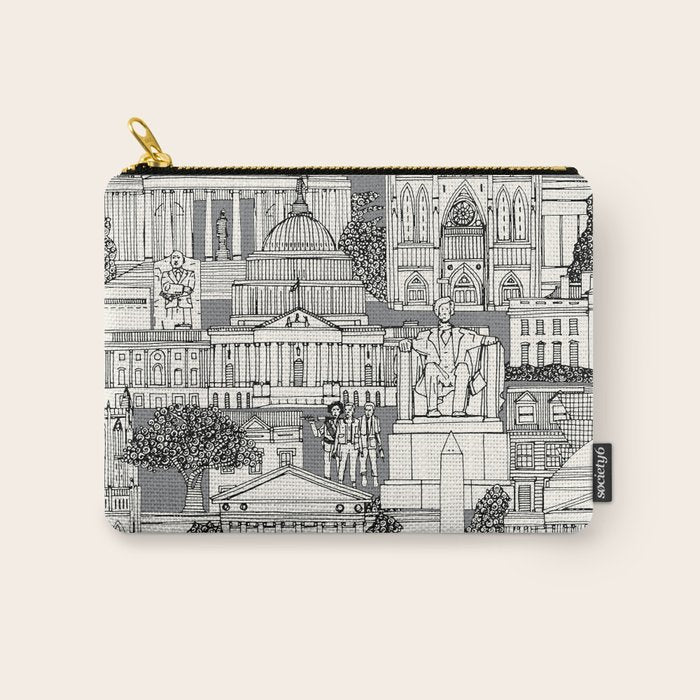 Washington DC toile gray Carry All Pouch Gallery Image 1