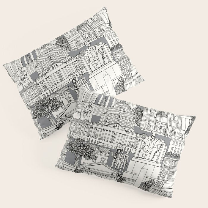 Washington DC toile gray Pillow Sham Gallery Image 1