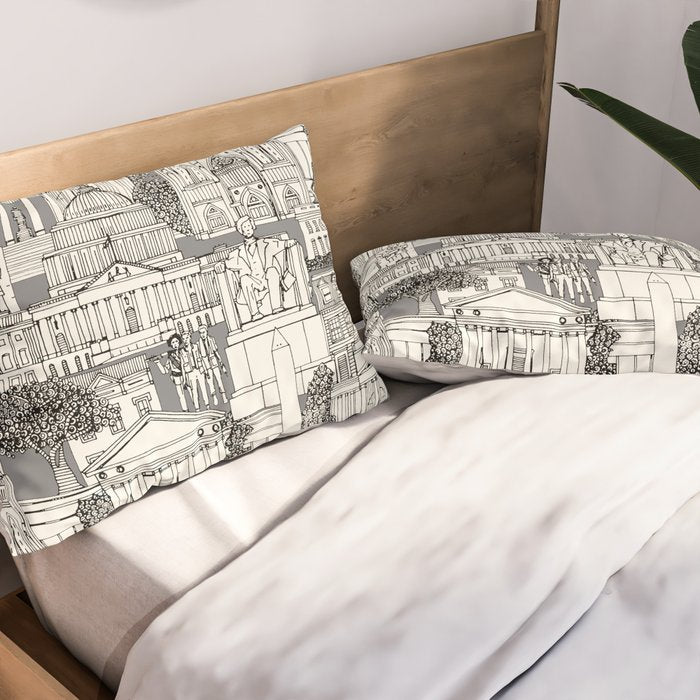Washington DC toile gray Pillow Sham Gallery Image 2