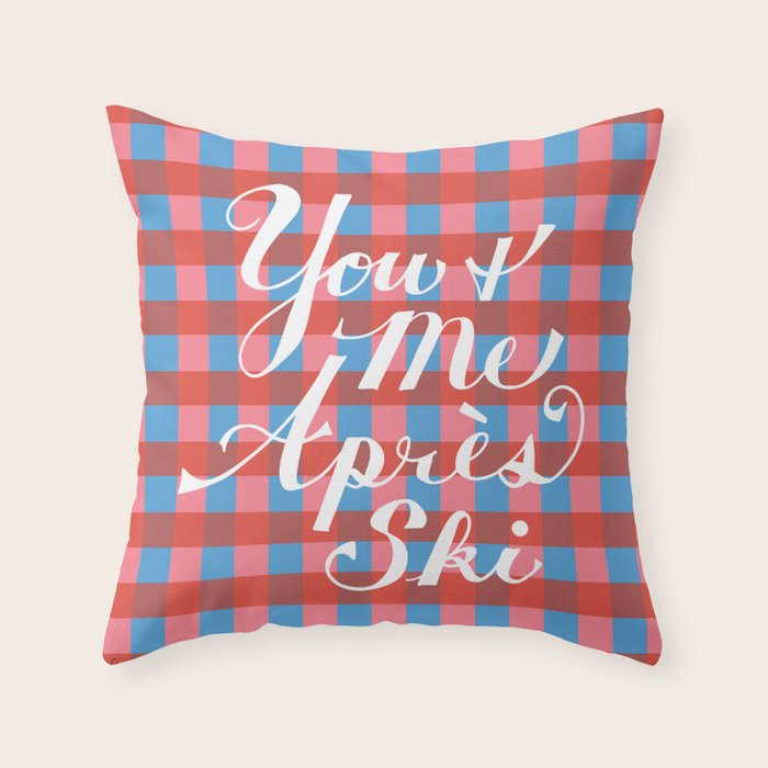 You and Me Apres Ski in Plaid Throw Pillow Gallery Image 6