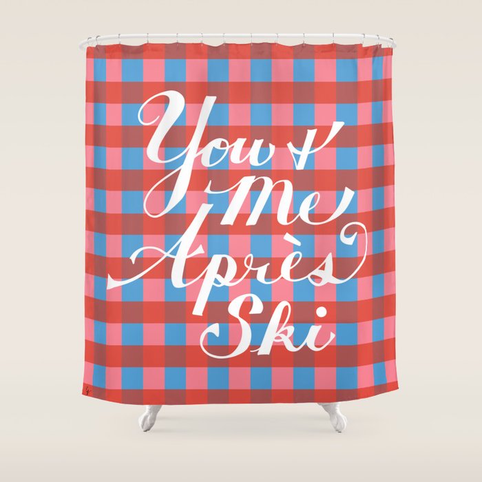 You and Me Apres Ski in Plaid Shower Curtain Gallery Image 1