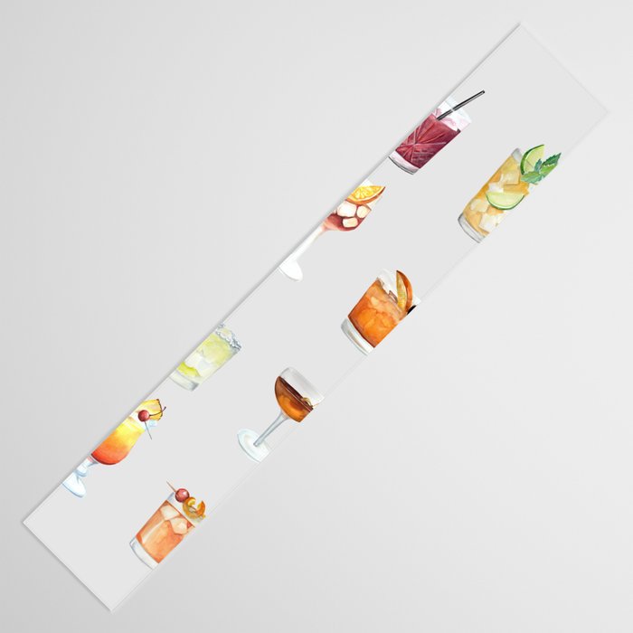 Classic Watercolor Cocktails Drinks Table Runner Gallery Image 3