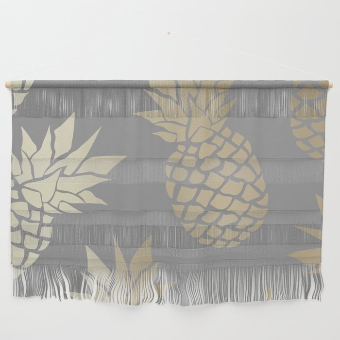 Glam Pineapple Art in Gray and Gold Wall Hanging Gallery Image 1