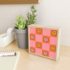 Orange Pink Smiley Checkerboard Print Mini Art Print Gallery Image 2