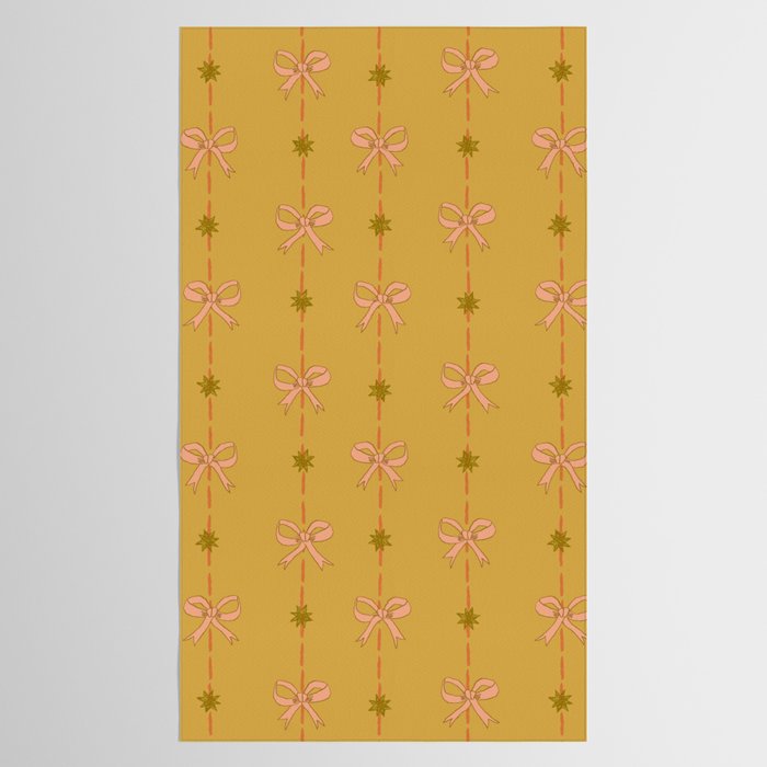 Cute Hair Bows & Stars in Yellow Ochre & Peach Tablecloth Gallery Image 2
