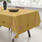 Cute Hair Bows & Stars in Yellow Ochre & Peach Tablecloth Gallery Image 3