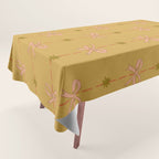 Cute Hair Bows & Stars in Yellow Ochre & Peach Tablecloth Gallery Image 1