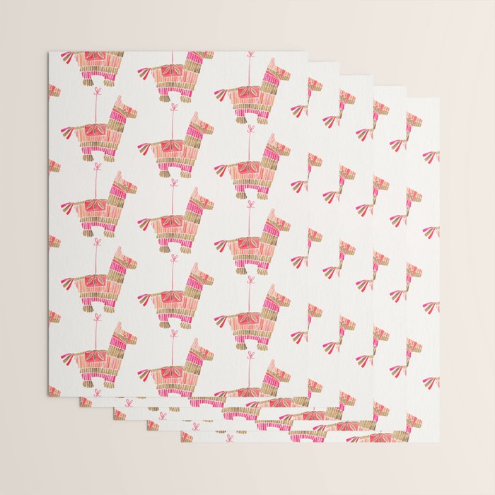 Mexican Donkey PinÌata - Pink & Rose Gold Palette Wrapping Paper Gallery Image 3
