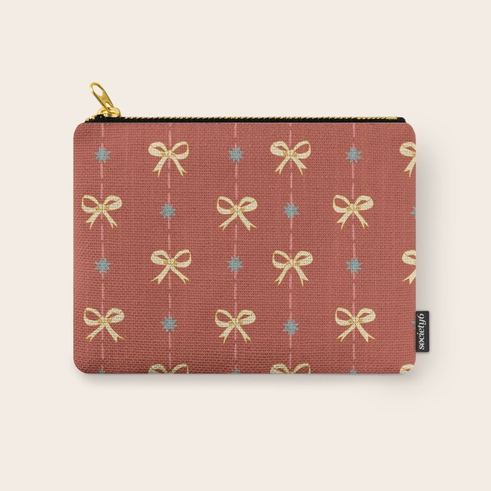 Cute Hair Bows & Stars in Burnt Red & Yellow Carry All Pouch Gallery Image 1