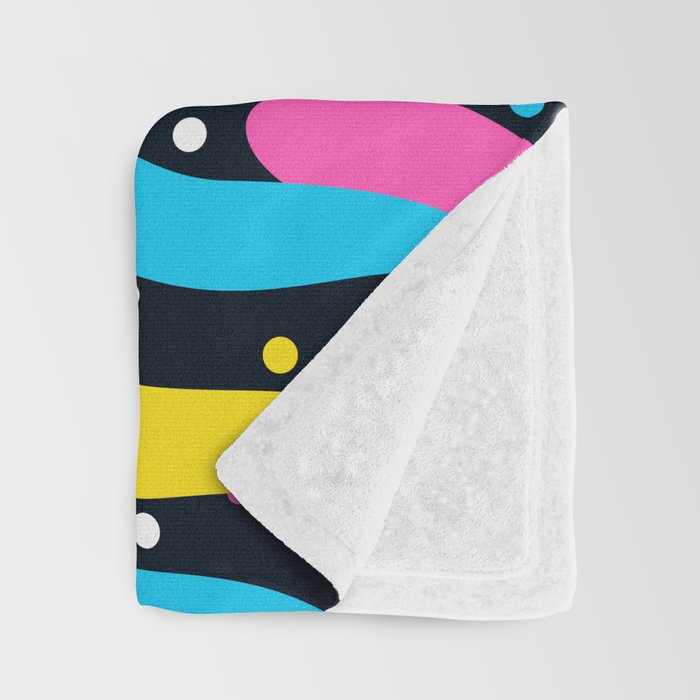 Colorful retro neon wave art pattern Throw Blanket Gallery Image 3