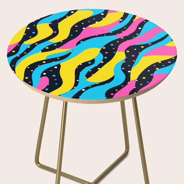 Colorful retro neon wave art pattern Side Table Gallery Image 2