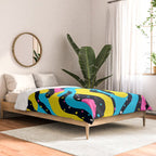 Colorful retro neon wave art pattern Comforter Gallery Image 2