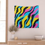 Colorful retro neon wave art pattern Wall Tapestry Gallery Image 2
