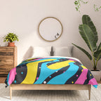 Colorful retro neon wave art pattern Comforter Gallery Image 3