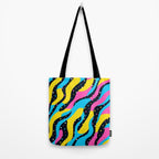 Colorful retro neon wave art pattern Tote Bag Gallery Image 2