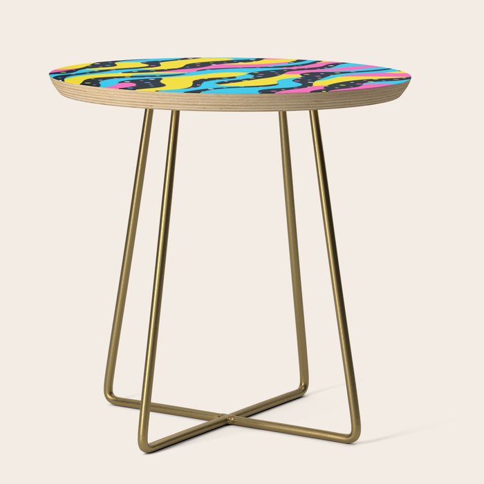Colorful retro neon wave art pattern Side Table Gallery Image 1