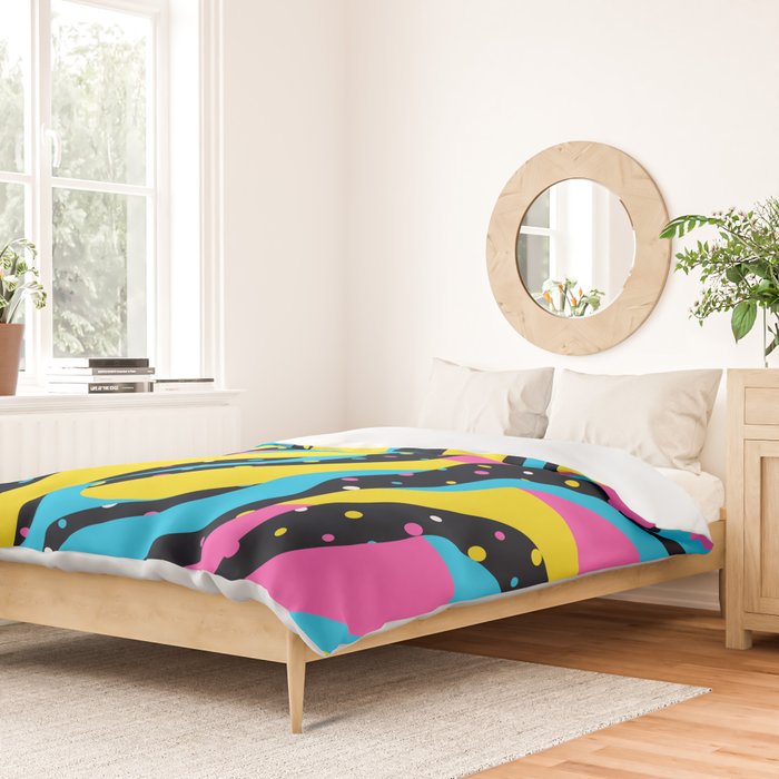 Colorful retro neon wave art pattern Duvet Cover Gallery Image 2