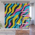 Colorful retro neon wave art pattern Wall Mural Gallery Image 1