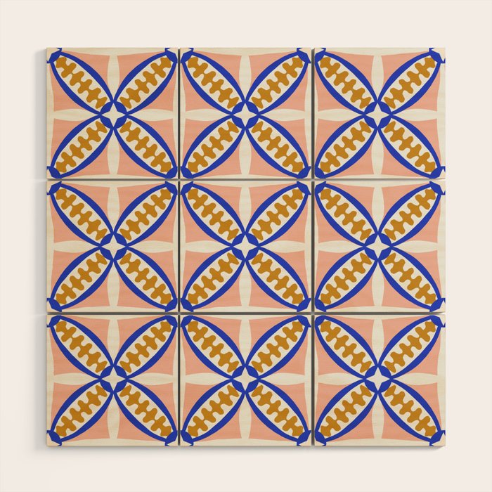 Palm Springs Orchid Tile - Pink and Cobalt Wood Wall Art Gallery Image 1