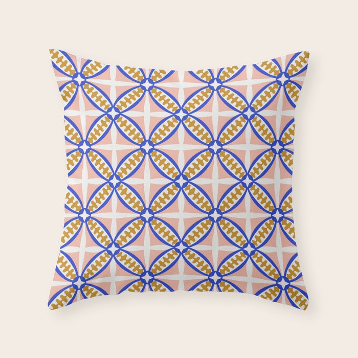 Palm Springs Orchid Tile - Pink and Cobalt Throw Pillow Gallery Image 6