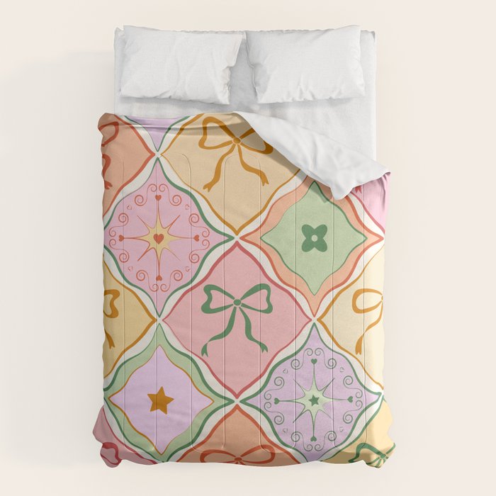 Colorful Coquette Patchwork Quilt with Bows  Comforter Gallery Image 1