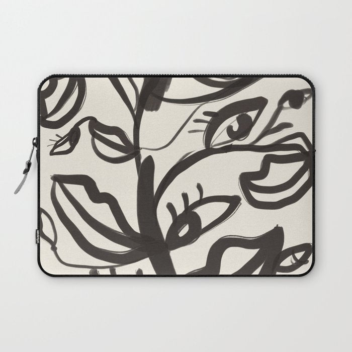 Abstract line art eyes  Laptop Sleeve Gallery Image 1