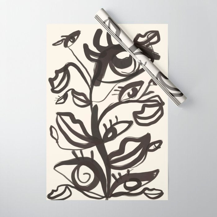 Abstract line art eyes  Wrapping Paper Gallery Image 1