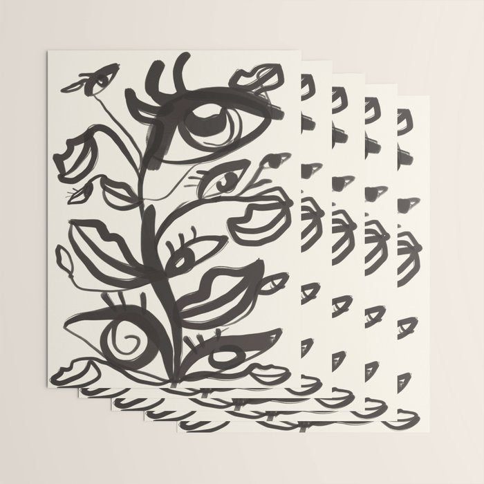 Abstract line art eyes  Wrapping Paper Gallery Image 3