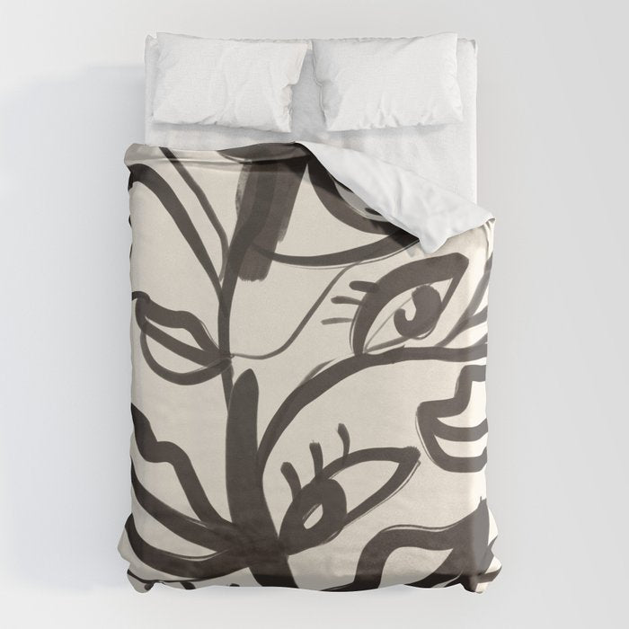 Abstract line art eyes  Duvet Cover Gallery Image 6