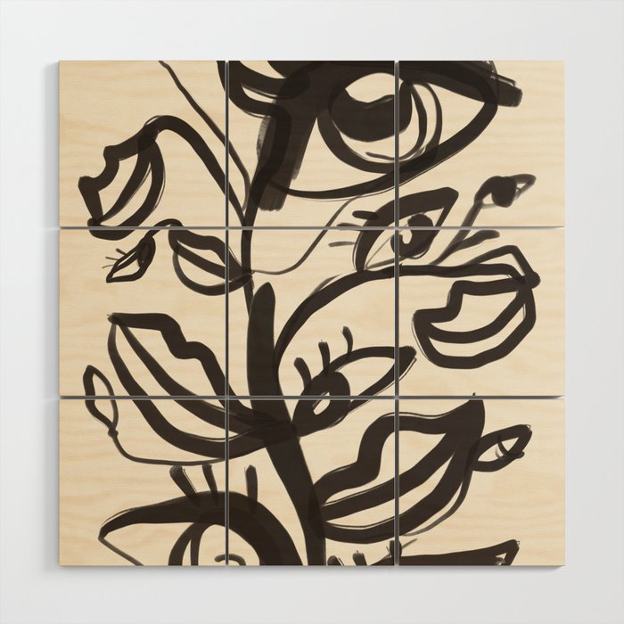 Abstract line art eyes  Wood Wall Art Gallery Image 1