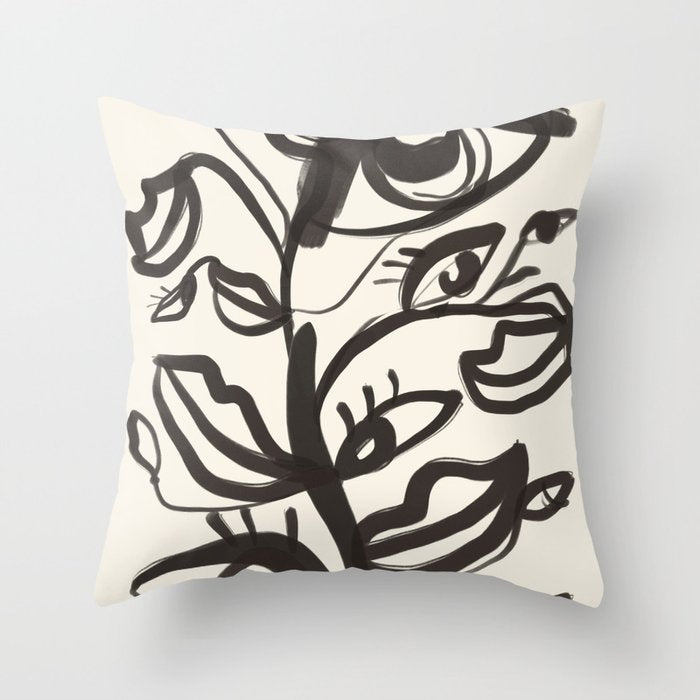 Abstract line art eyes  Throw Pillow Gallery Image 6