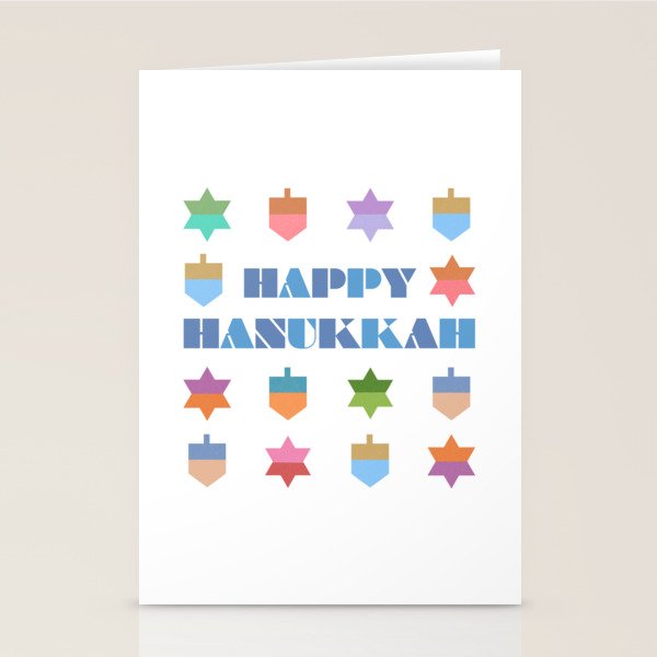 Happy Hanukkah | Dreidels & Star Pattern Stationery Card Gallery Image 2