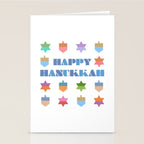Happy Hanukkah | Dreidels & Star Pattern Stationery Card Gallery Image 2