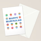 Happy Hanukkah | Dreidels & Star Pattern Stationery Card Gallery Image 2