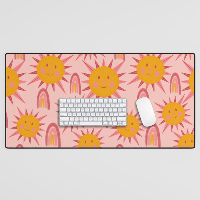 Cute Sun and Rainbow Pattern Desk Mat Gallery Image 1