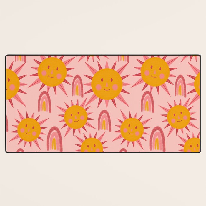 Cute Sun and Rainbow Pattern Desk Mat Gallery Image 3